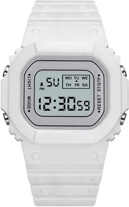 Showking Digital White Dial White Strap Watch For Boys And Girls