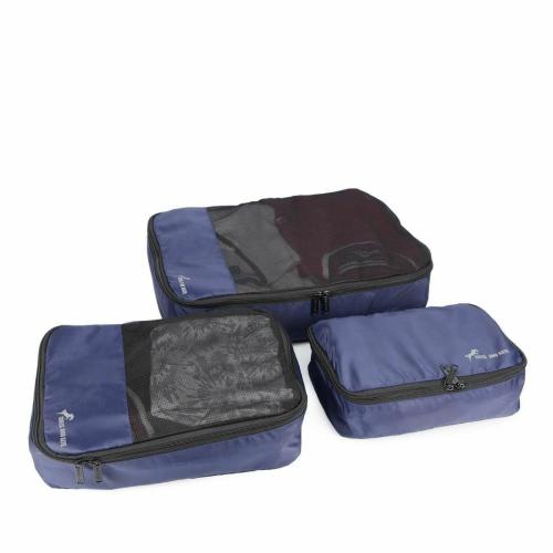 Chris & Kate Blue Packing Cubes-Travel Organiser Bag-Portable Travel Storage Bag Organiser-Luggage Organiser-Luggage Suitcase Compression Pouches -Set of 3