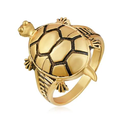 Memoir Gold plated, Big Tortoise shape, Vaastu Fenghui recommended, hand crafted Free size Adjustable Finger ring Women