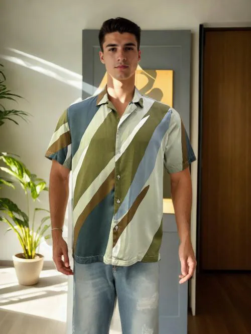 Max Men's Viscose Rayon Printed Slim Fit Resort Shirt - Stylish & Comfortable Vacation Wear for Men, Perfect for Beach, Parties, and Casual Outings