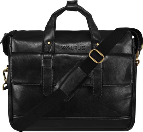 Walrus Black Vegan Leather Wlb-Imperial-02 Laptop Bag
