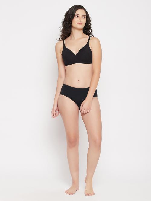 Clovia Black Solid Cotton Single Nursing/Feeding Maternity Bra