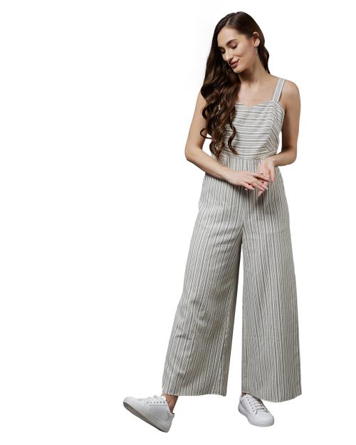 Miss Chase Women Multicolor Striped Cotton Single Jumpsuit