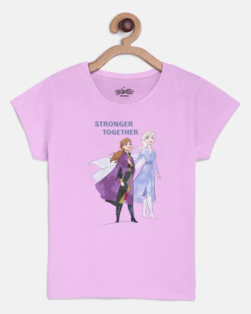 Kids Girls Frozen 2 Printed Purpal Tshirt