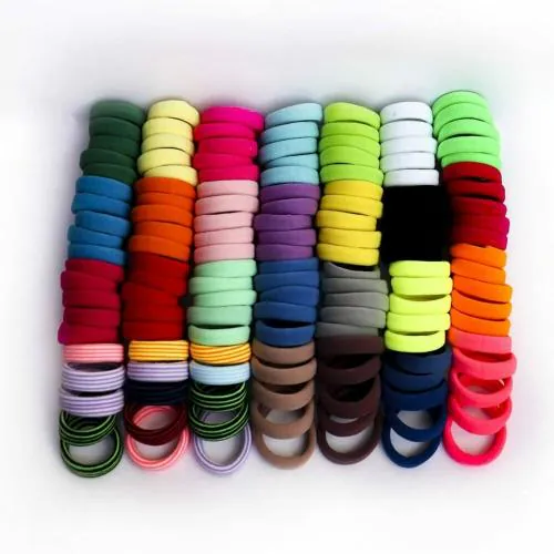 Diversa Seamless Thick Cotton Hair Rubber Bands, Durable Elastic Ponytail Holder Hair Ties, Headbands, Hair Accessories for Girls and Women (Multicolor, Pack of 50 Pcs)