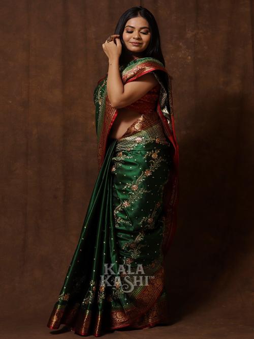 KALA KASHI PREMIUM BANARASI SATIN SILK (Green)