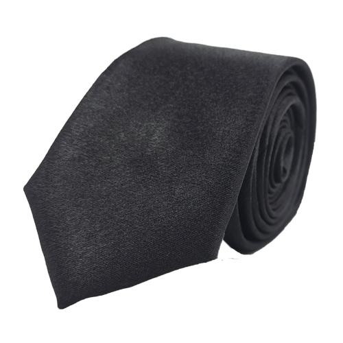 Exotique Narrow Black Satin Neck tie  For Men (MT0001BK)