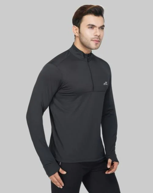 VECTOR X Men Black Solid Polyester T-shirt