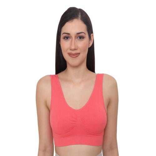 Buy VANILLAFUDGE Women's Padded Non-Wired Synthetic Seamless Removable  Padded Soft Cup Sports Air Bra (Color May Vary) Size (Pink-36) bra, bra for  girls, sports bra for women