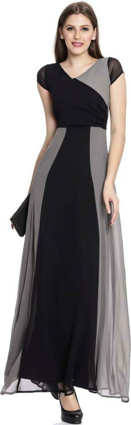 scenestealer Women Black Poly Georgette Empire Waist Dress - XS