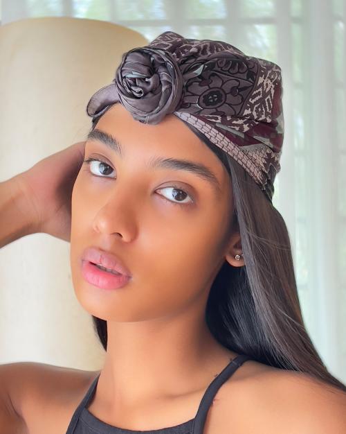 Ayesha Grey & Violet Abstract Boho Motif Printed Silk Multipurpose Square Scarf