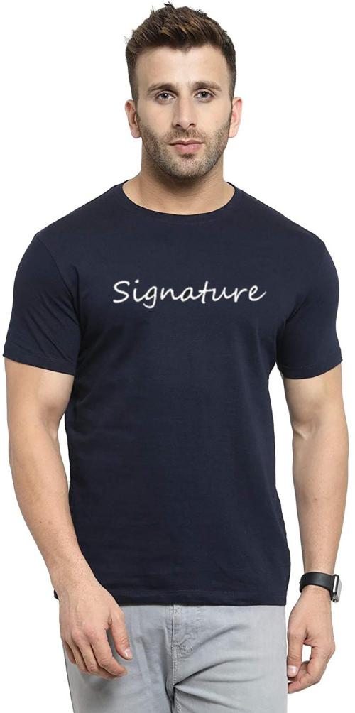 Tik Tok Wears Mens Blue Typography Cotton Blend T-Shirt