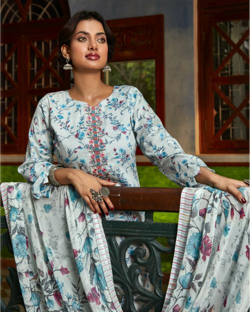 DRAVINAM Trends Unstitch Cotton Salwar Suit Set with Dupatta Unstitched Salwar Suit Dress Material High Quality Unstitched Dress Material For Women (Blue)