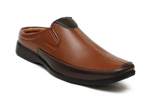 Heels County Men’ s Black Synthetic Leather Back Open Shoes - 6 UK