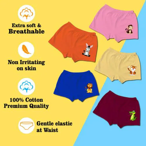 Jopo Kids Underwear Girls Panty Kids Inner Wear Panties Girl Boys Bloomers Innerwear Baby Unisex 6 7 8 Years - Animals Theme Combo Pack of 5 (themebloomer-Animals-6-8y)