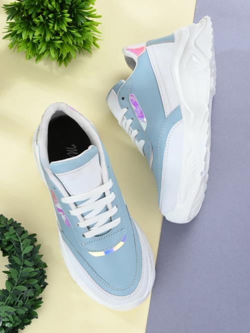 Mr. Wonker Women Colourblocked Designer Sneaker Shoes (White)