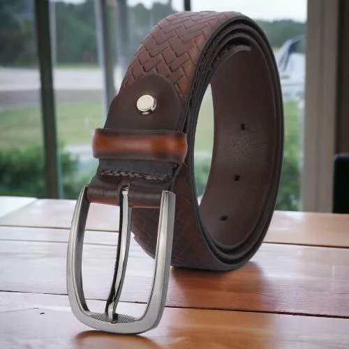 Men Formal Brown Genuine Leather Belt