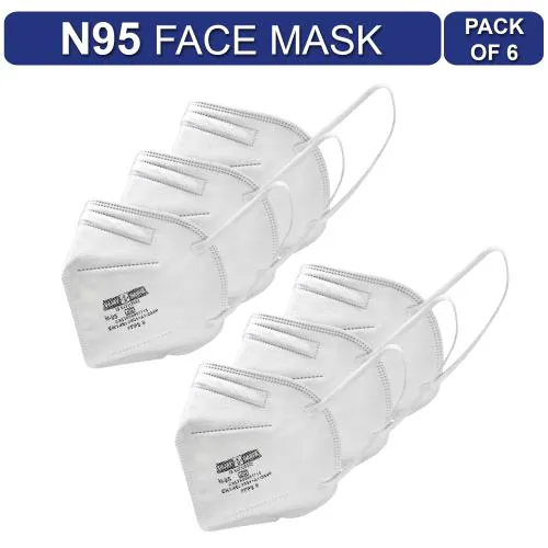 Vijay Sabre N95 mask for face, 5 Layer Anti Pollution, Non-Woven Protective Disposable Mask with Earloop - Set of 6