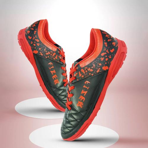 Vector X Fizer Football Shoes for Men (Black, Red)