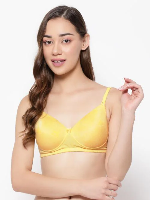 Buy Clovia Padded Non-Wired Full Cup Floral Patterned Multiway Bra in  Yellow - Lace Online at Best Prices in India - JioMart.