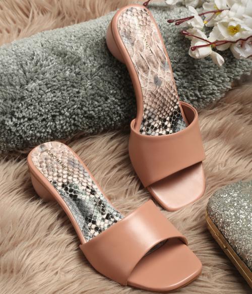 Bruno Manetti women's Nude Slipon Back Open Round Heel Sandal