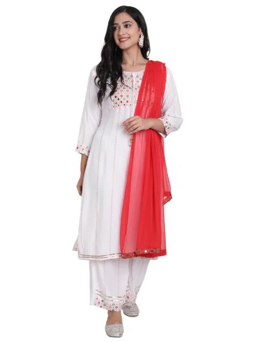 Ziva Fashion Women Ethnic Kurta with Trouser & With Dupatta