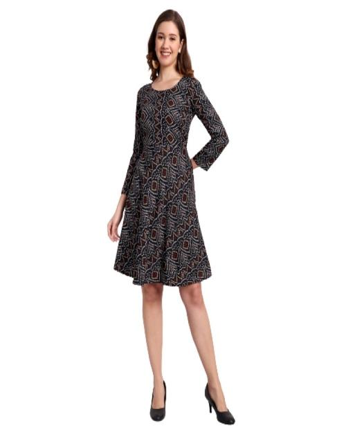 R V Finery Women's Crepe Round Neck One Piece For Western Party Wear (Black); Size: XX-Large - 002