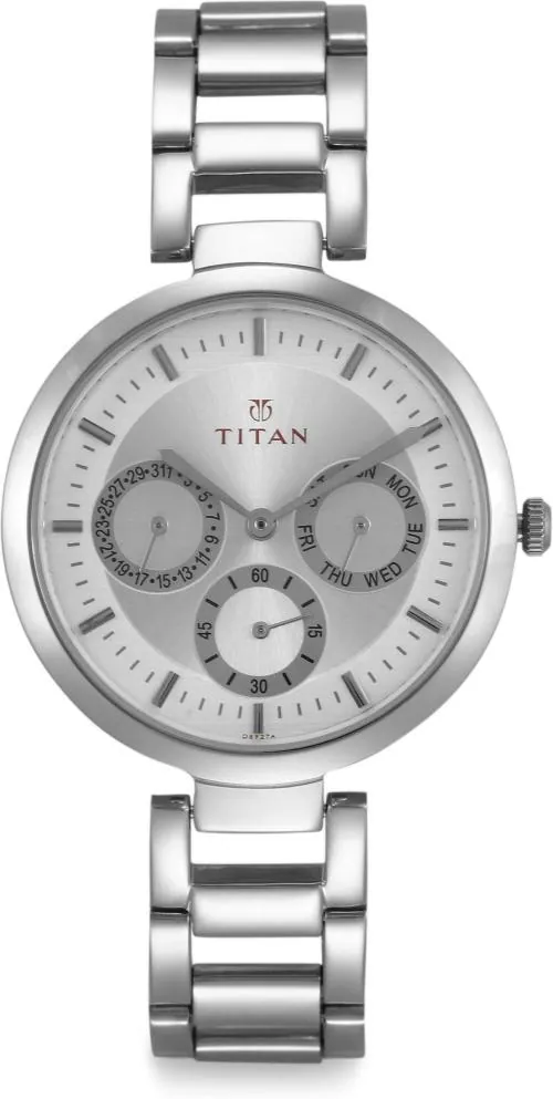 Titan Free Size Silver Dial Silver Strap Analog Watch For Women - (2480sm03)