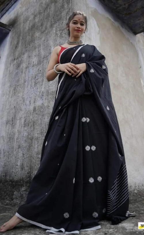 BRYNBRIT KHADI COTTON JHILMIL SAREE