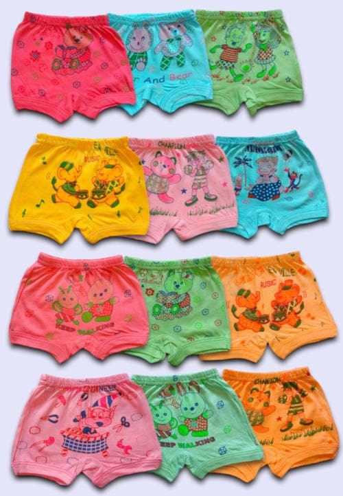 TwoLover Baby Girl's & Baby Boy's Cotton Innerwear Set - Bloomers, Drawer Panties & Brief Multicolors for Comfortable Daily Wear 12 - 18 Months Pack of 12
