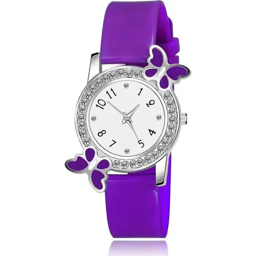 NEUTRON Treading Quartz butterfly Purple Colour Analog Plastic Belt Watch For Girls And Women - G100
