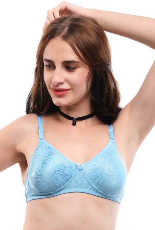DAISY DEE Blue Self Design Cotton Blend Bra