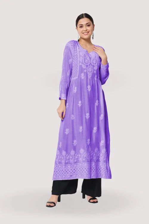 Ethnava Women’s Hand Embroidered Chikankari Kurti Neck Design