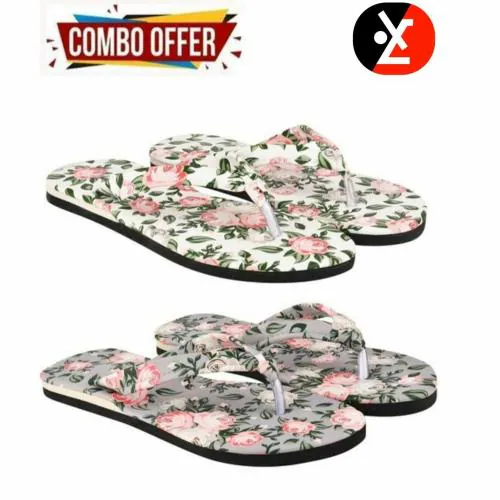 LifeO-Combo No of 2 Stylish & Comfortable Multi color Slippers / Flip Flop for Women & Girls