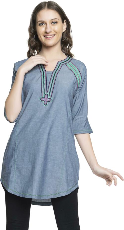 ELTHIA classy Denim Short Kurtis For Summer-Denim