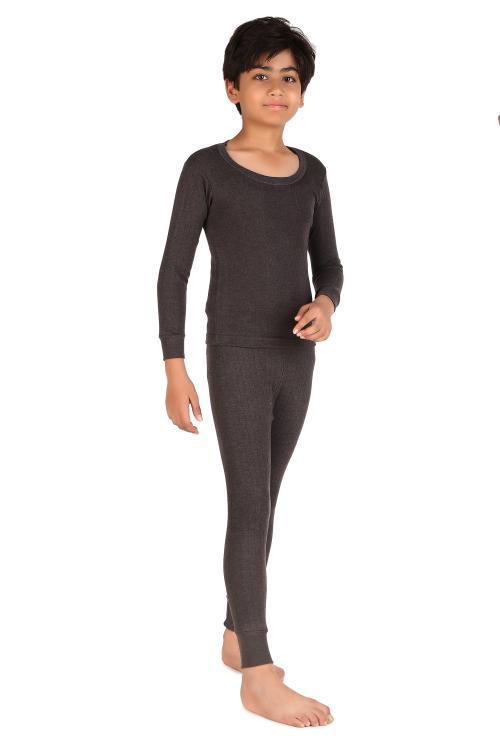 Inner Element Kid's Round Neck Full Sleeves Premium Thermal Top & Bottom Set for Boys and Girls