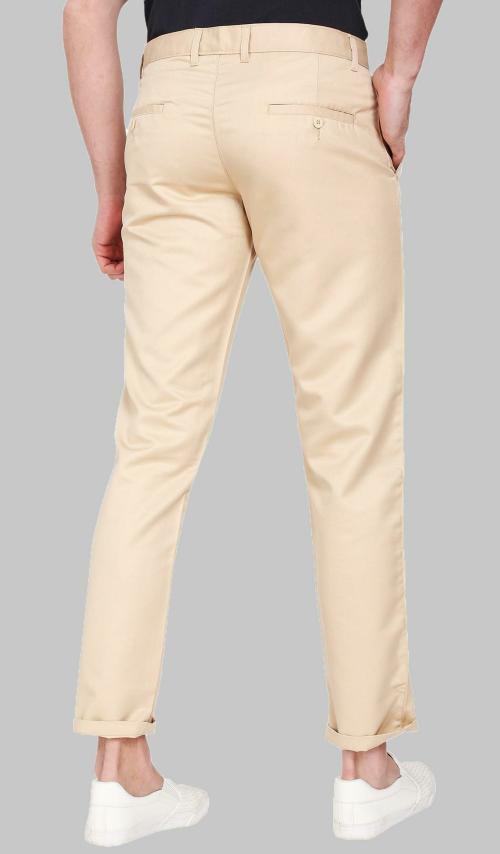 AD & AV Men Beige Solid Synthetic Single Casual Trousers