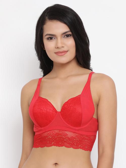 Buy Clovia Women Red Solid Lace Single Padded Underwire Bralette Bra Online  at Best Prices in India - JioMart.