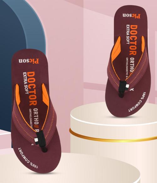 Piclite slippers for men footwear for men orthopaedic diabetic foot pain relief chappal flip flops fabrication slipper for men pack of 1 GH4-MAROON-9