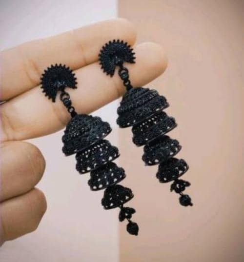 Prathaz Fashion Chandbali Earring Black (Meen 26)