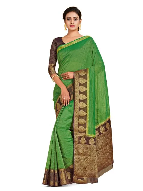 Mimosa Kanjivaram Style Art Silk Saree Color: Green (4687-2675-2D-GR-CH)