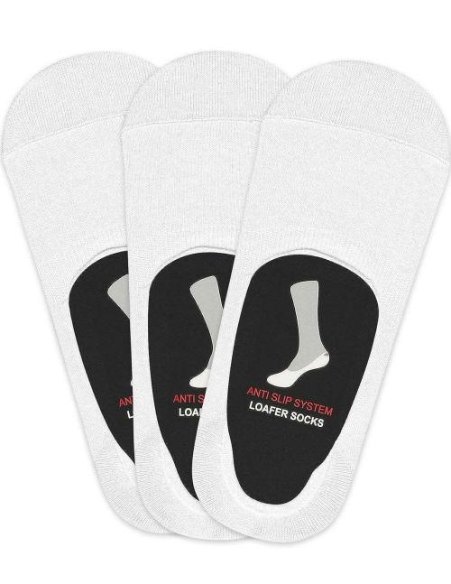 F Y V Men White Solid Cotton Pack of 3 Loafer Socks l Socks For Men