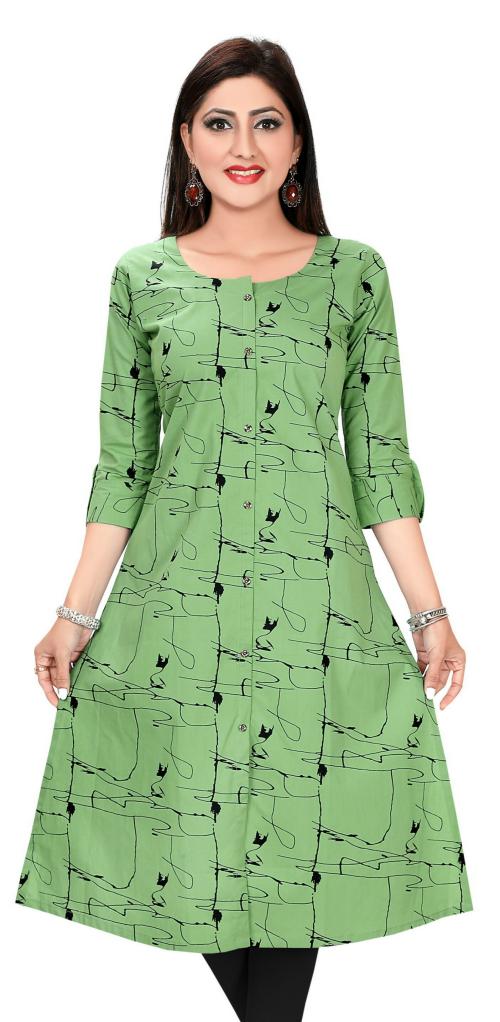 Meher Impex Women Cotton Blend Long A-Line Printed Kurta