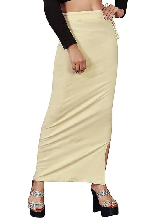 Divra Clothing Women Silver Solid Cotton Saree Shapewear (L)