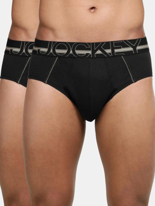 Jockey US14 Men's Black Solid Cotton Briefs