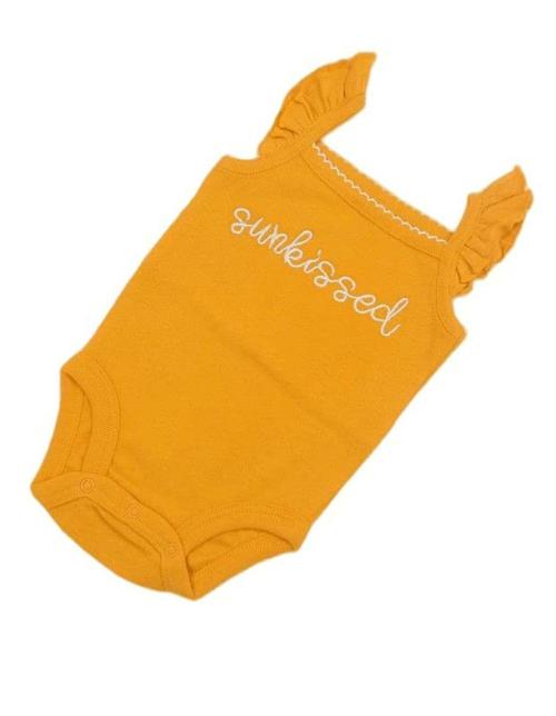 Pelian Unisex Orange Printed Cotton Baby Romper (0-3 Months)