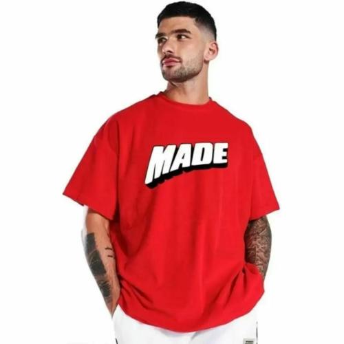 Madester Men Typography Round Neck Pure Cotton Red T-Shirt
