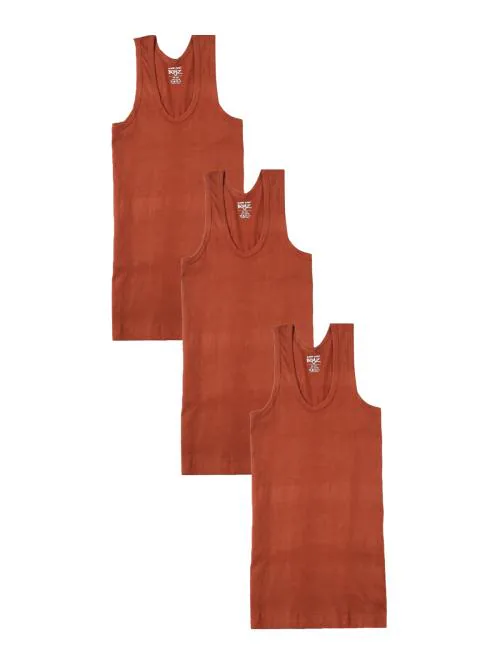 Lux Cozi Boys Red Solid Cotton Pack of 3 Vest