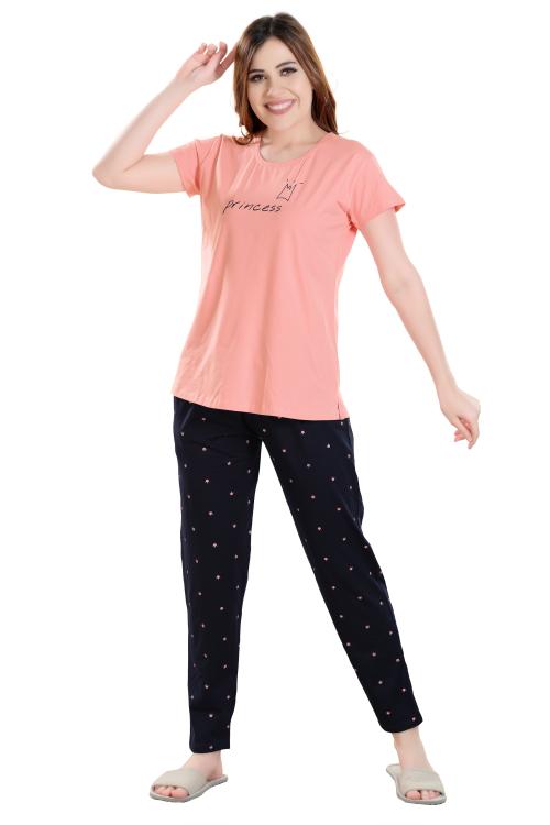 NIGHT VIEW Women Polka Print Pink Top & Pyjama Set Sleepwear/Nightwear,Cozy Sleep Night Clothes