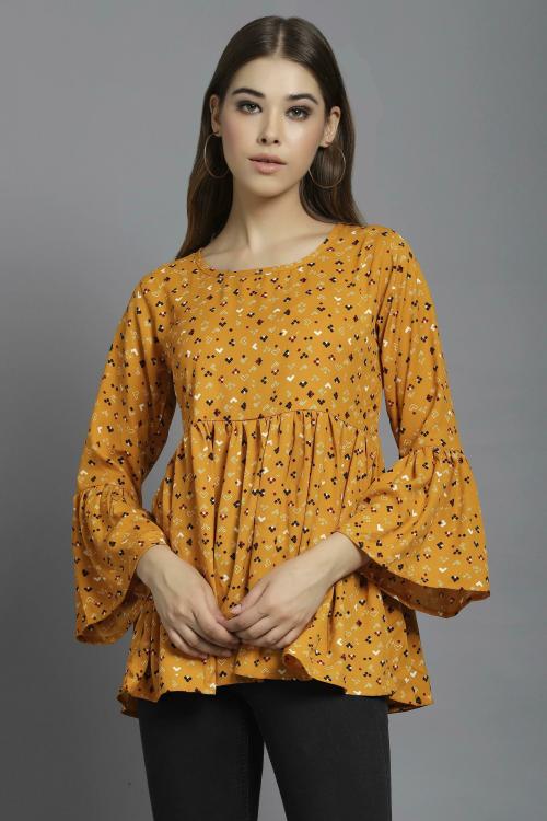 Darzi Women Yellow Printed Top